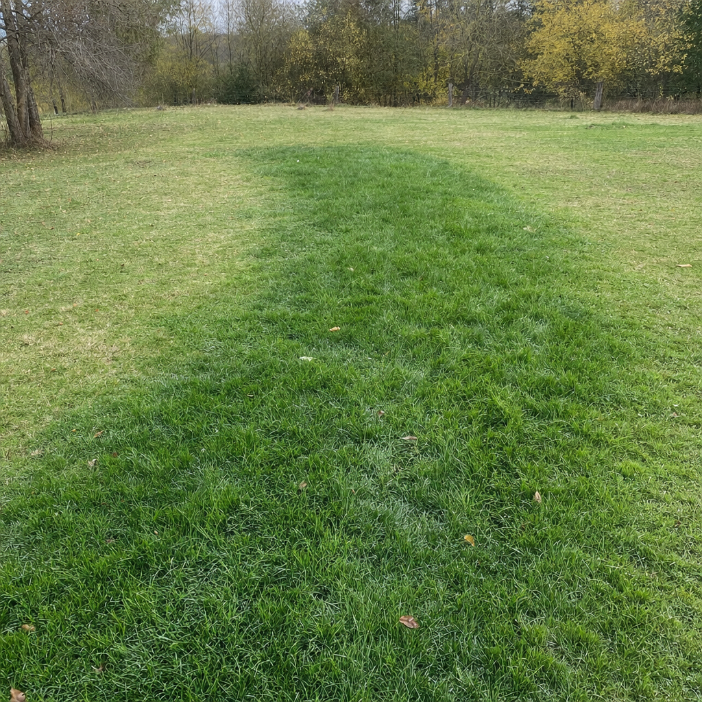 A soggy, unusually green patch of lawn over the drain field of a Lee's Summit home, a sign the septic tank needs pumping
